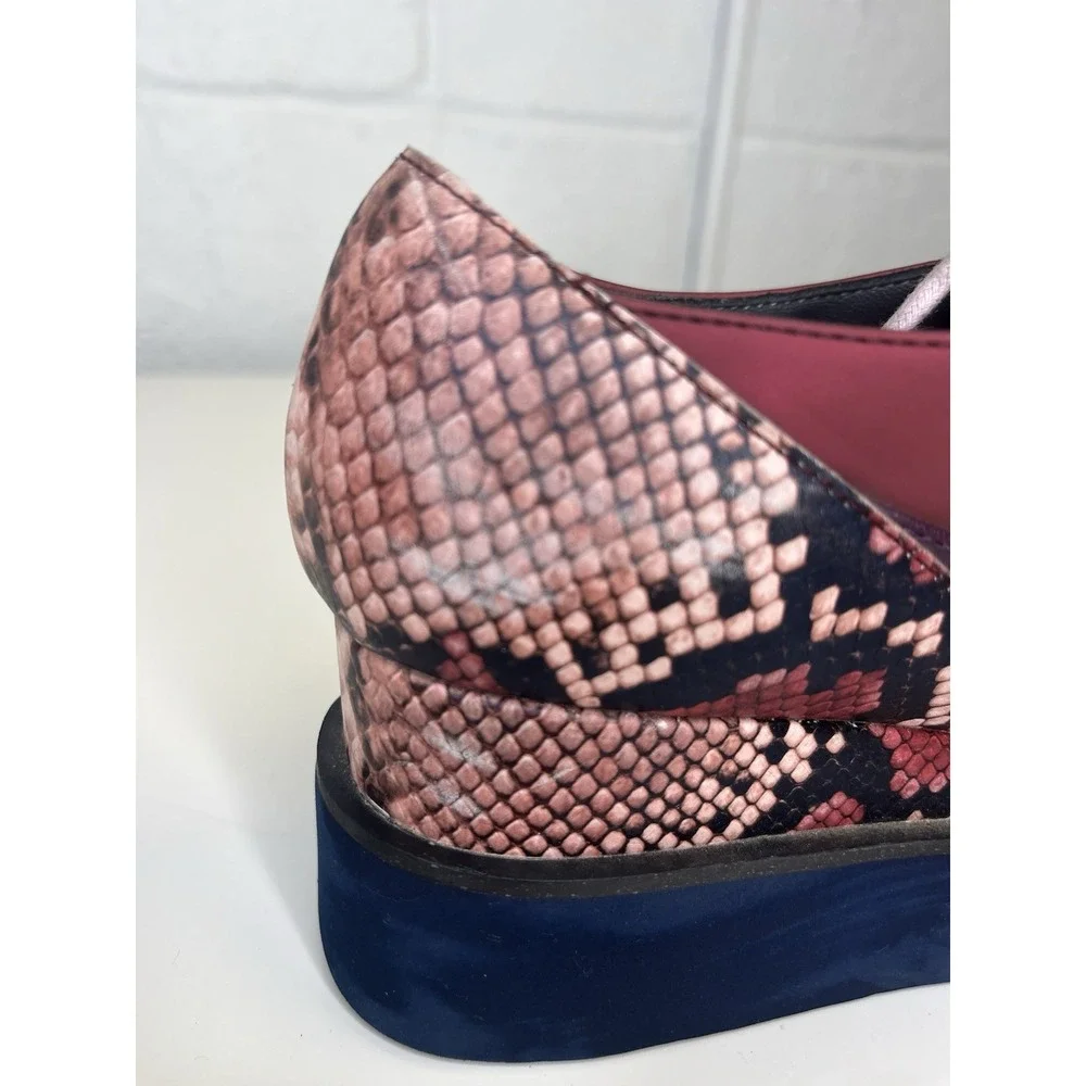 United Nude Spark Derby Burgundy Platform Oxford Womens 37 / US 6.5 Snake Print‎